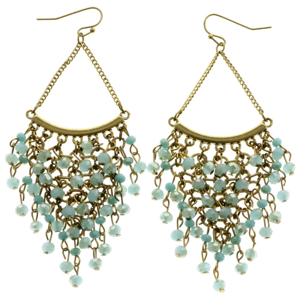 Express Chandelier-Earrings Blue/Gold NWT - Picture 3 of 4